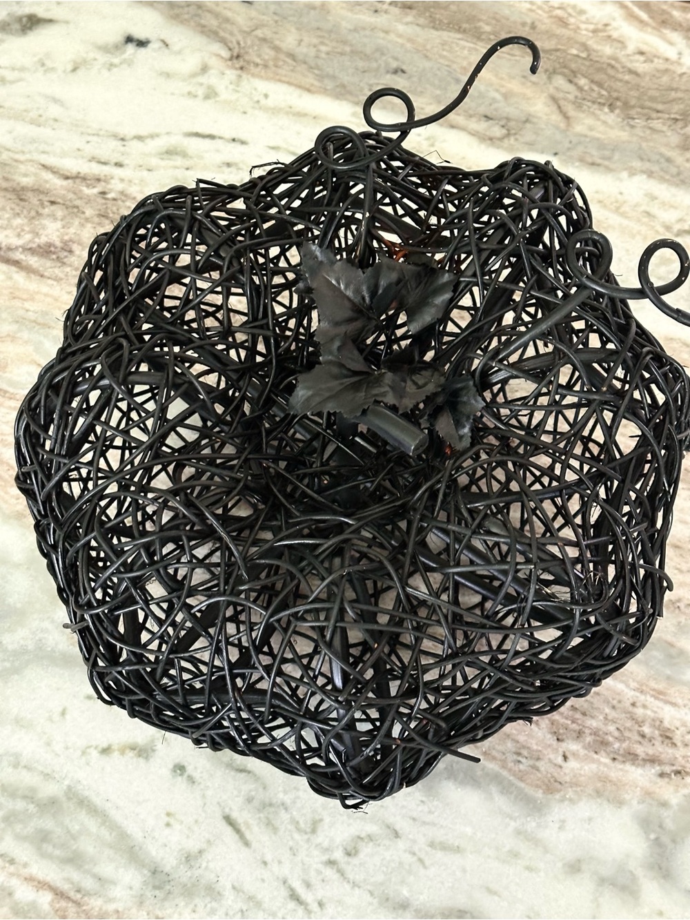 Halloween Pumpkin - Large Black Wicker Pumpkin Fall Halloween Decor - Picture 5 of 16